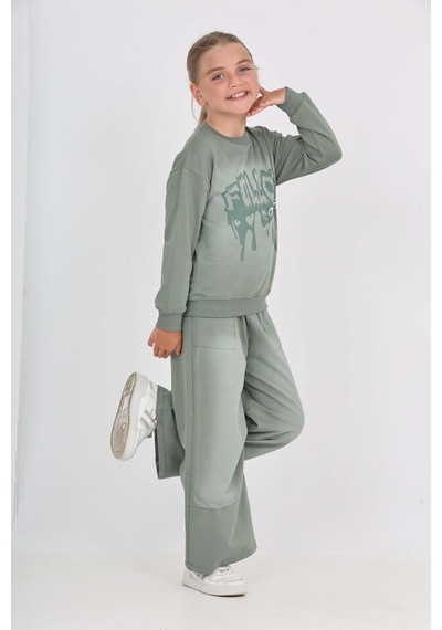 Toontoy Kids Toontoy Kız Çocuk 2'li Takım Eskitme Baskılı Bisiklet Yaka Sweatshirt & Beli Lastikli Cepli Bol Paça Eşofman Altı - 2 İplik Yeşil Toontoy Kids Toontoy Kız Çocuk 2'li Takım Eskitme Baskılı Bisiklet Yaka Sweatshirt & Beli Lastikli Cepli Bol Paça Eşofman Altı - 2 İplik Yeşil