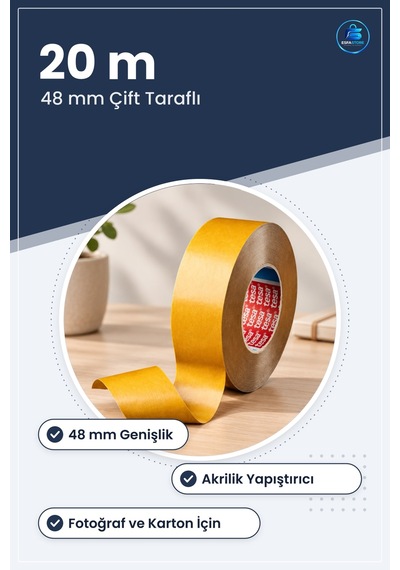 Çift Taraflı Film Bant 48 Mm 20 Metre Akrilik Yapıştırıcı Fotoğra