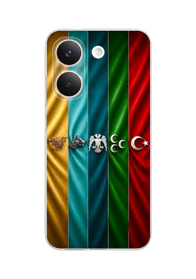 Poco X8 Pro Uyumlu Tarihi Türk Devletleri Bayrakları Baskılı Silikon Kılıf Renkli