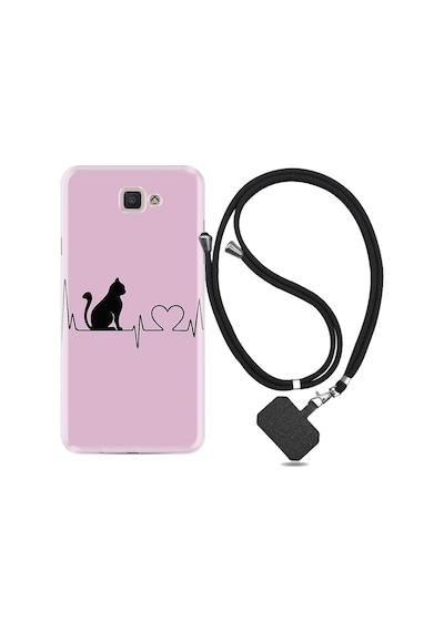 Samsung Uyumlu Galaxy A5 2017 Kılıf Ipli Askılı Pink Cat Heart 1303