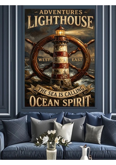 Lighthouse Ocean Spirit Deniz Feneri Dekoratif Kanvas - Mdf Ahşap Tablo