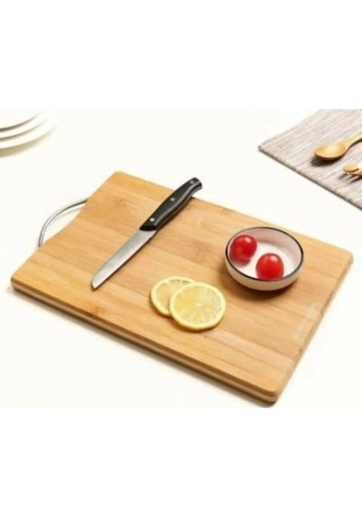 Bambu Metal Saplı Ekmek Kesme Tahtası 30x20x1,8 Cm Royaleks-67459 Çok Renkli