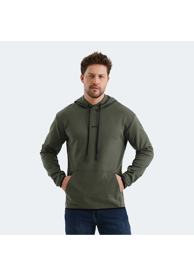 Slazenger VADIMIR Erkek Kapüşonlu Cepli Haki Sweatshirt