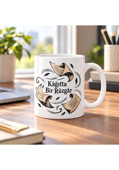 Storeşahin Kâğıtta Bir Rüzgâr Tasarımlı Porselen Kupa - Model 539 Shn0720