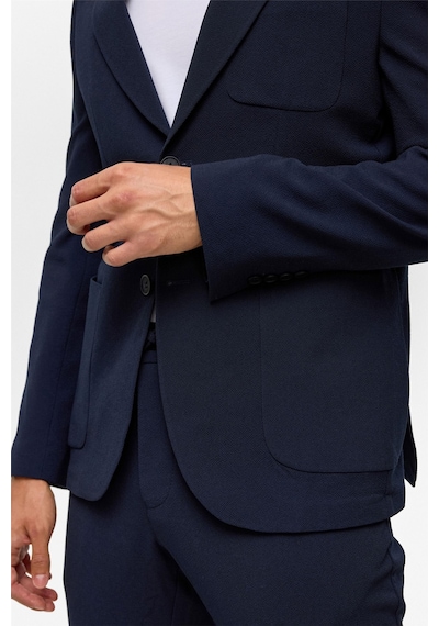 Süvari Lacivert Slim Desenli Sivri Yaka 6 Drop Takım Elbise-38834 Lacivert