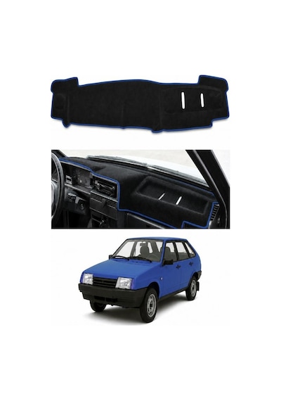 Lada - Samara Enjeksiyonlu 1995-2004 Uyumlu Torpido Koruma Kılıfı - Mavi Şeritli