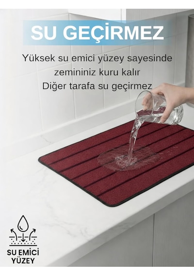Beylini Şerit Desenli Kapı Önü Paspası Kaymaz Taban Dayanıklı Su Geçirmez Emici Nem Toz Uv Dayanıklı 45x70cm Diğer