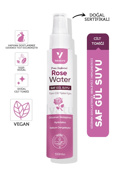 Velvatura Sıkılaştırıcı Aydınlatıcı Ve Arındırıcı Gül Suyu Tonik 100 ML