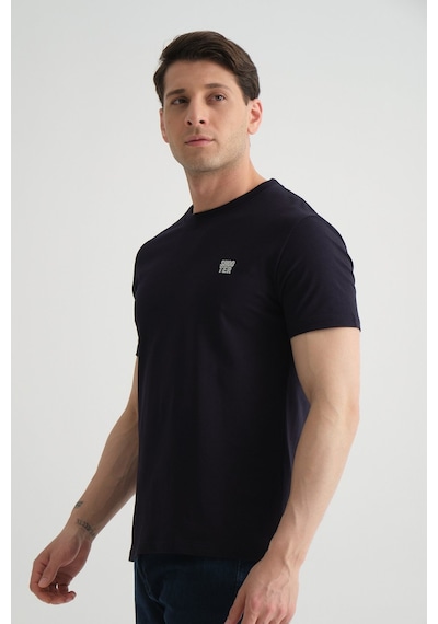 Shooter Sportwear Shooter Erkek Pamuklu Esnek T-shirt Standart Kalıp Minimal Logolu Lacivert