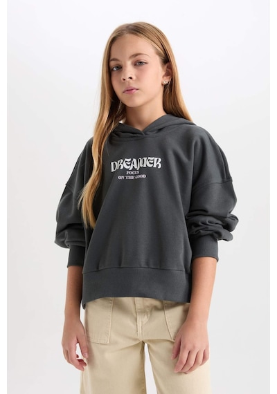 DeFacto Kız Çocuk Oversize Kapüşonlu Baskılı Kalın Sweatshirt D7040A824WNGN1022 DeFacto Kız Çocuk Oversize Kapüşonlu Baskılı Kalın Sweatshirt D7040A824WNGN1022