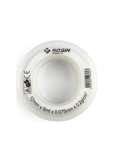 Sosin 8 Metre Ptfe Tesisat Sızdırmazlık Malzemesi - 12mm Genişlik - Musluk, Batarya Ve Boru Dişlisi Sızdırmazlık Ekipmanı - Profesyonel Tesisatçı Tipi Yalıtım Ürünü 2 Adet