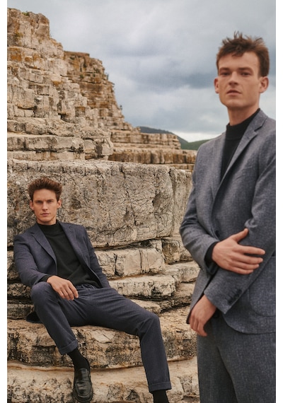 AC&Co / Altınyıldız Classics Erkek Mavı Slim Fit Dar Kesim Mono Yaka Seyahat Çantalı Desenli Takım Elbise Mavı Mavi AC&Co / Altınyıldız Classics Erkek Mavı Slim Fit Dar Kesim Mono Yaka Seyahat Çantalı Desenli Takım Elbise Mavı Mavi