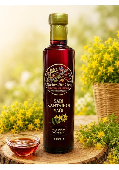Egeden Her Yere Sarı Kantaron Yağı 1 Yıl Bekletilmiş Cam Şişe 250 ML