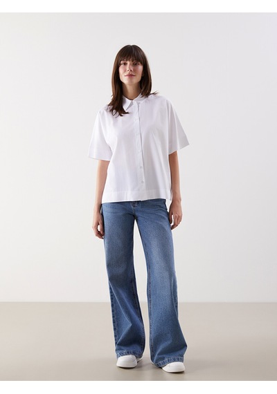 Lcw Comfort Beyaz Oversize Poplin Kadın Gömlek