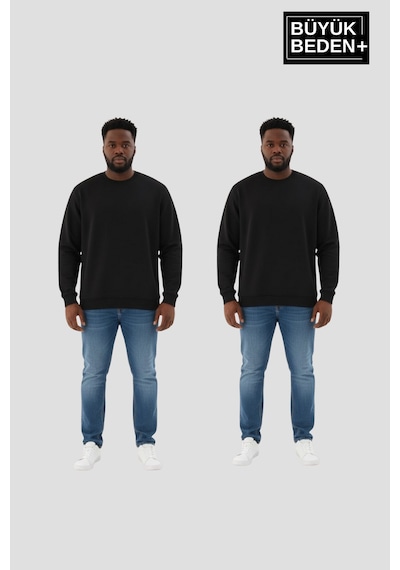 Süperlife Erkek Büyük Beden İkili Bisiklet Yaka 2 Li Set -rahat Kalıp İnce Sweatshirt Spr26bsw956+2 Siyah Süperlife Erkek Büyük Beden İkili Bisiklet Yaka 2 Li Set -rahat Kalıp İnce Sweatshirt Spr26bsw956+2 Siyah