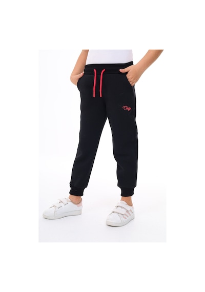 Kız Çocuk Nakış Baskılı Beli Paçası Lastikli Cepli Basic Jogger Eşofman Altı 3 İplik Şardonlu Siyah Kız Çocuk Nakış Baskılı Beli Paçası Lastikli Cepli Basic Jogger Eşofman Altı 3 İplik Şardonlu Siyah