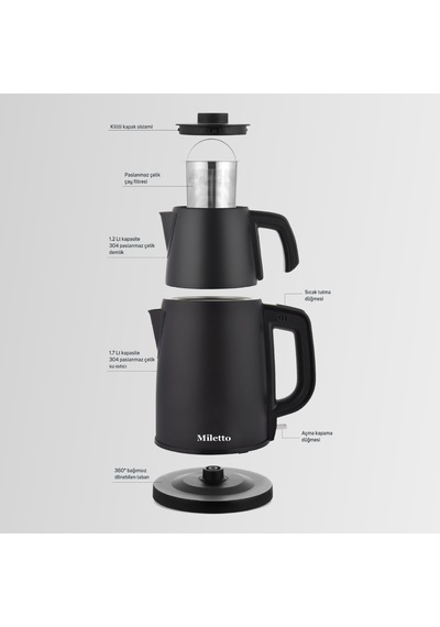 Miletto MT20S 1.7 L Gizli Rezistanslı Otomatik Çay Makinesi