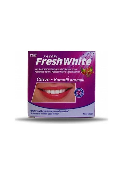 Favori Fresh White Karanfil Aromalı Parlatıcı ve Beyazlatıcı Diş Bakım Tozu 50 G