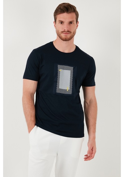 Buratti Pamuklu Slim Fit Bisiklet Yaka Erkek T Shirt 646R7930 Lacivert