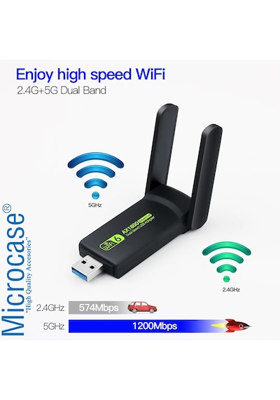 Dual Band Ax1800 Wifi 6 3.0 Kablosuz Usb Wifi Adaptörü Al4124
