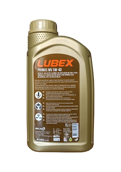Lubex Primus Mv 5W-40 Tam Sentetik Motor Yağı 4 x 1 L