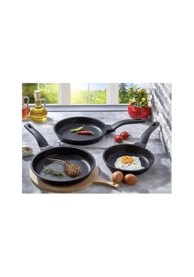 Ayrex 3'lü Döküm Granit Tava Seti Dayanıklı Yanmaz Yapışmaz İç Haznesi 20 Cm 24 Cm 28 Cm Diğer