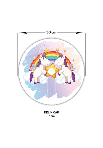 Cam Avize Göbeği | Unicorn | Çap50Cm Çok Renkli