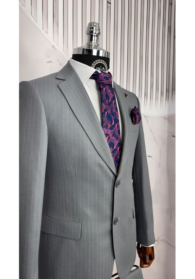 Dupont Classics Dupont Erkek Slim Fit Mono Yaka 6 Drop Viskon 2 Li Takım Elbise Açık Gri Dupont Classics Dupont Erkek Slim Fit Mono Yaka 6 Drop Viskon 2 Li Takım Elbise Açık Gri