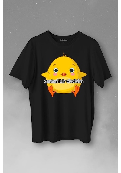 Ben Serseri Bir Civcivim Tavuk Sarı Civciv Baskılı Tişört Unisex T-shirt 001