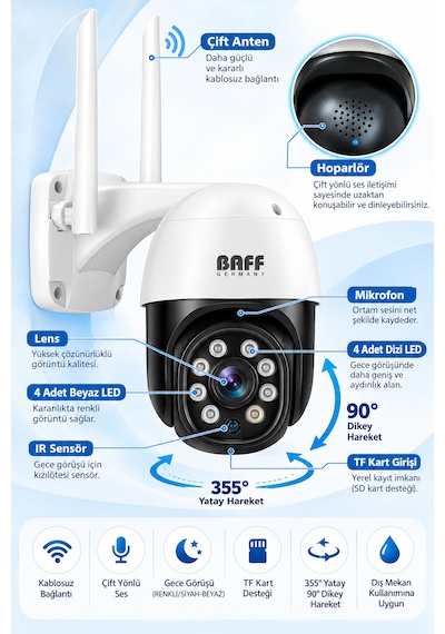 Smart-6207 Wifi Ptz Speed Dome Kamera Tuya Smart 2mp Full Hd Akıllı Güvenlik Kamerası