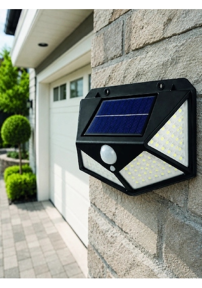 Mey İthalat Solar Led Bahçe Aydınlatma Lambası 3 Işık Modlu Sensörlü Duvar Tipi Dış Mekan Diğer