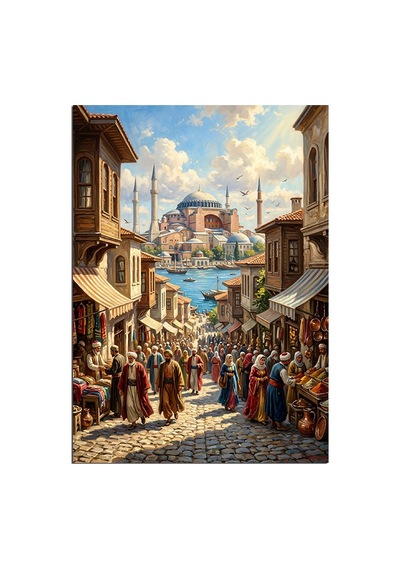 İstanbul Ayasofya Ve Tarihi Çarşı Dekoratif Kanvas - Mdf Ahşap Tablo