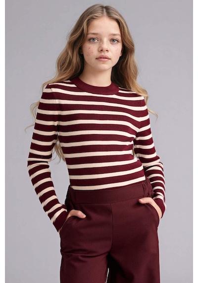 Defacto Kız Çocuk Çizgili Kazak G6975a826spbr281 Bordo-br281