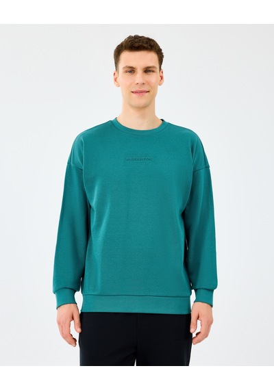 Skechers M Essential Crewneck Sweatshirt Erkek Petrol Sweatshirt S2610015-0730 Mavi