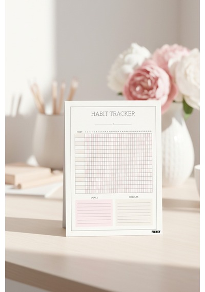 Alışkanlık Takibi - Habit Tracker - A4 Ebat - 30 Yaprak - Günlük Haftalık Planlayıcı - Planner - 1340 Çok Renkli