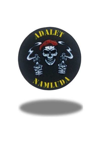 Single Sword Adalet Namluda Kuru Kafalı Kabartmalı Plastik Cırtlı Arma Patch 9.5 Cm Diğer