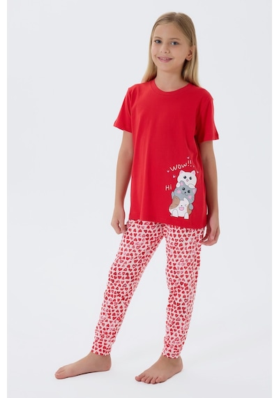 Arnetta Kız Çocuk Kırmızı Pijama Takım Kırmızı