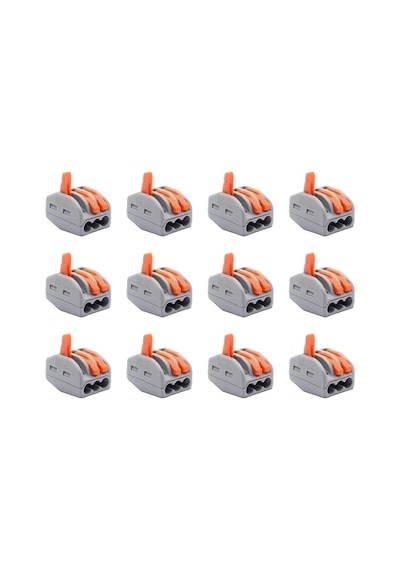 12 Adet Pct-213 Awg 28-12 3lü Hızlı Kablo Birleştirici