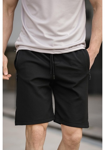 Oksit Sams Fermuarlı Detaylı Dokuma Slim Fit Likralı Erkek Bermuda Şort 001