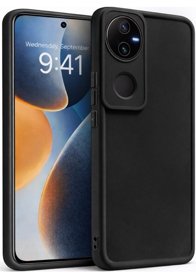 Vivo V50 Uyumlu Kamera Çıkıntılı Mat Silikon Telefon Kılıfı Siyah