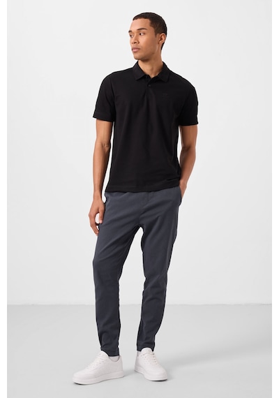 Tommylife Tommy Life Siyah Basic Logolu Standart Kalıp Triko Polo Yaka Erkek T-shirt - 87748 Siyah