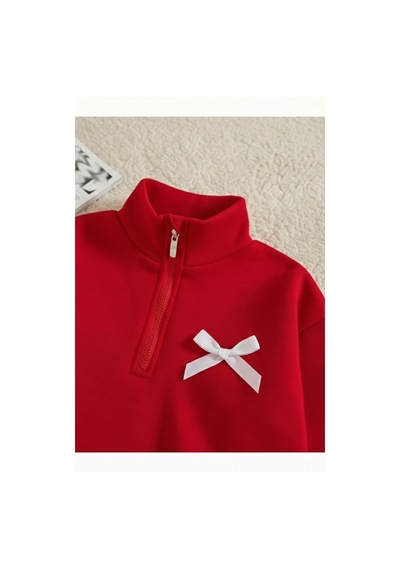 Uyguntarz Çocuk Yeni Fiyonk Baskılı %100 Pamuk Uzun Kollu Yarım Fermuar Sweatshirt-eşofman 3-12yaş Kırmızı Uyguntarz Çocuk Yeni Fiyonk Baskılı %100 Pamuk Uzun Kollu Yarım Fermuar Sweatshirt-eşofman 3-12yaş Kırmızı
