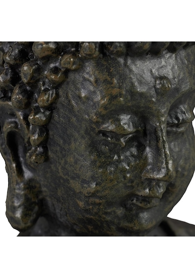 Oturan Buda Heykelcik, Koyu Gri, 30 Cm