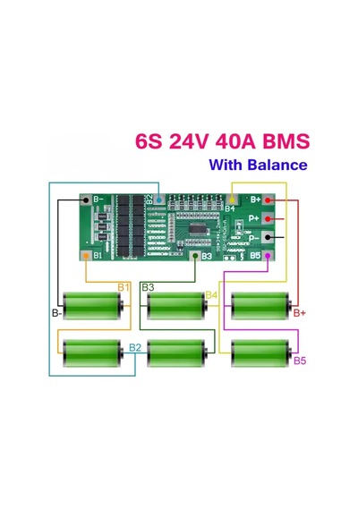 6s 40a Bms 24v 18650 Lityum Pil Şarj Koruma Devresi Balanslı