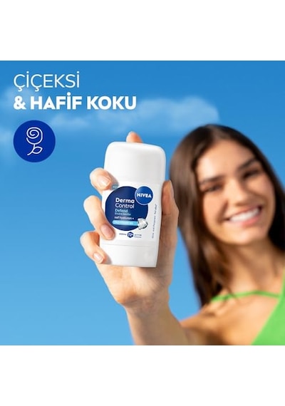 Nıvea Kadın Stick Deodorant Derma Control Defend 50 Ml, Tahrişe Karşı Koruma, Alkolsüz, 72 Saat Anti-perspirant Koruma,çiçeksi Koku,hyaluronik Asit, Pro Vitamin B5