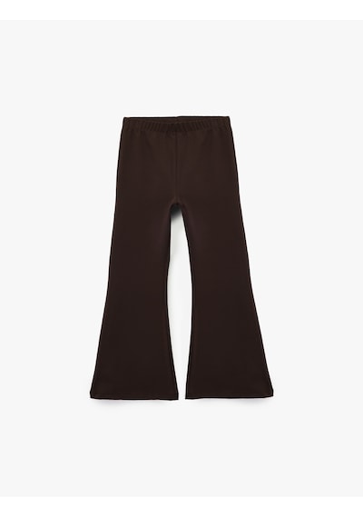 Koton Beli Lastikli Basic İspanyol Paça Pantolon Kahverengi 6wkg40112ak Kahve