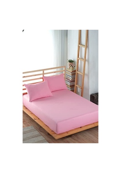 Pudra Renk Lastikli Çarşaf Takımı, %100 Pamuk, 100x200 Cm Açık Gri - Antrasit