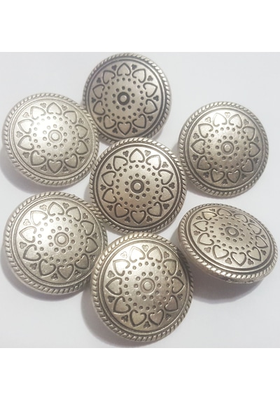 7 Adet 2.4 Cm Gümüş Rengi Desenli Metal Düğme