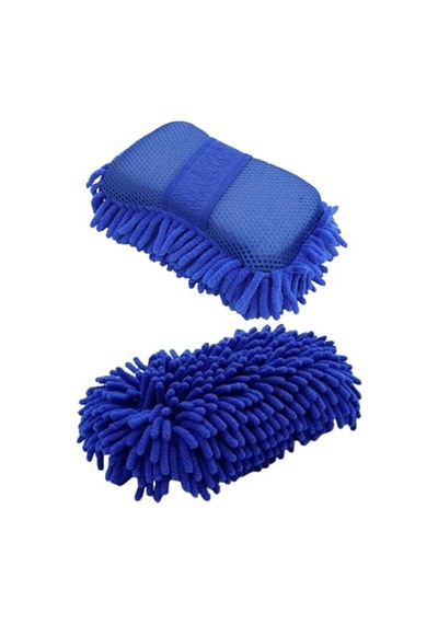 Ayrex Premium Mikrofiber Araba Yıkama Süngeri Bir Yüzü Makarna, Diğer Yüzü Mop Bezi Mavi 1 Adet