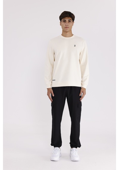 Rowinger Modal Karışımlı Yumuşak Dokulu Rahat Kalıp Esnek Kullanım Sunan Sweatshirt Ecru